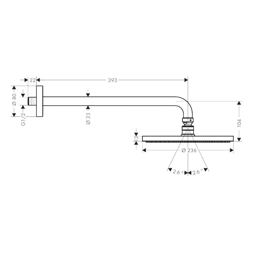 Hansgrohe Raindance S fejzuhany 240 1jet, PowerDrain, 390mm zuhanykarral (27607000)