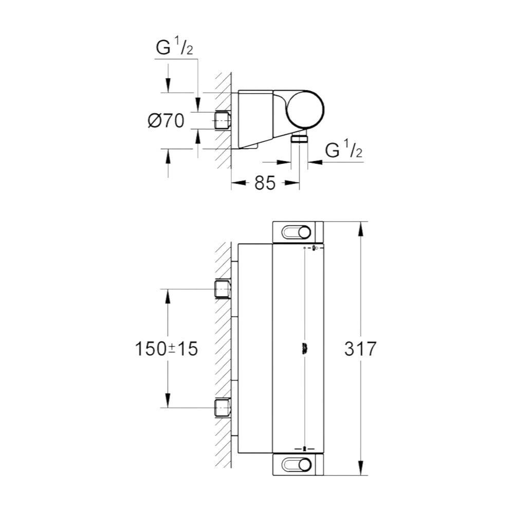 Grohe Grohtherm 2000 termosztátos zuhanycsaptelep, króm (34469001)