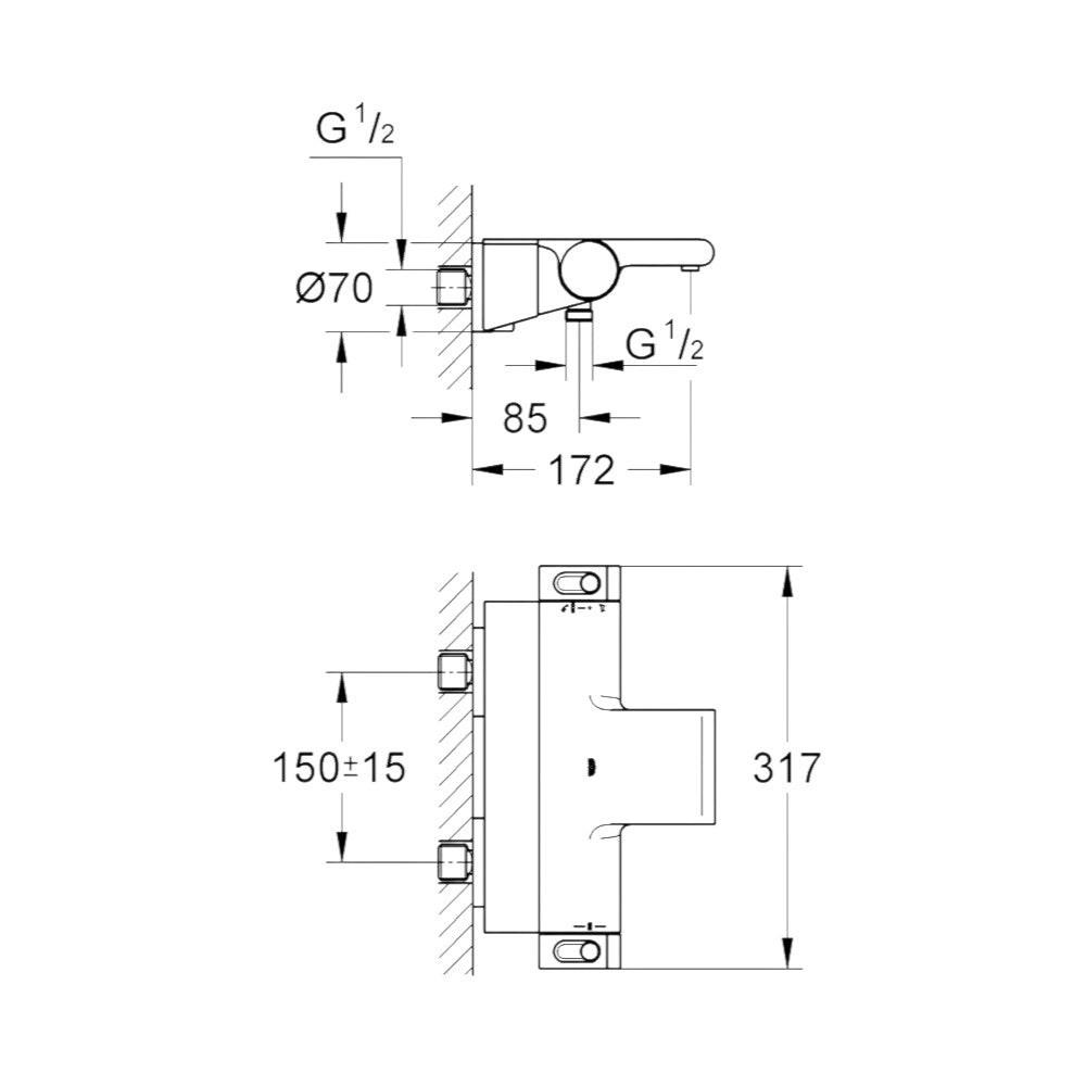 Grohe Grohtherm 2000 termosztátos kádcsaptelep (34464001)