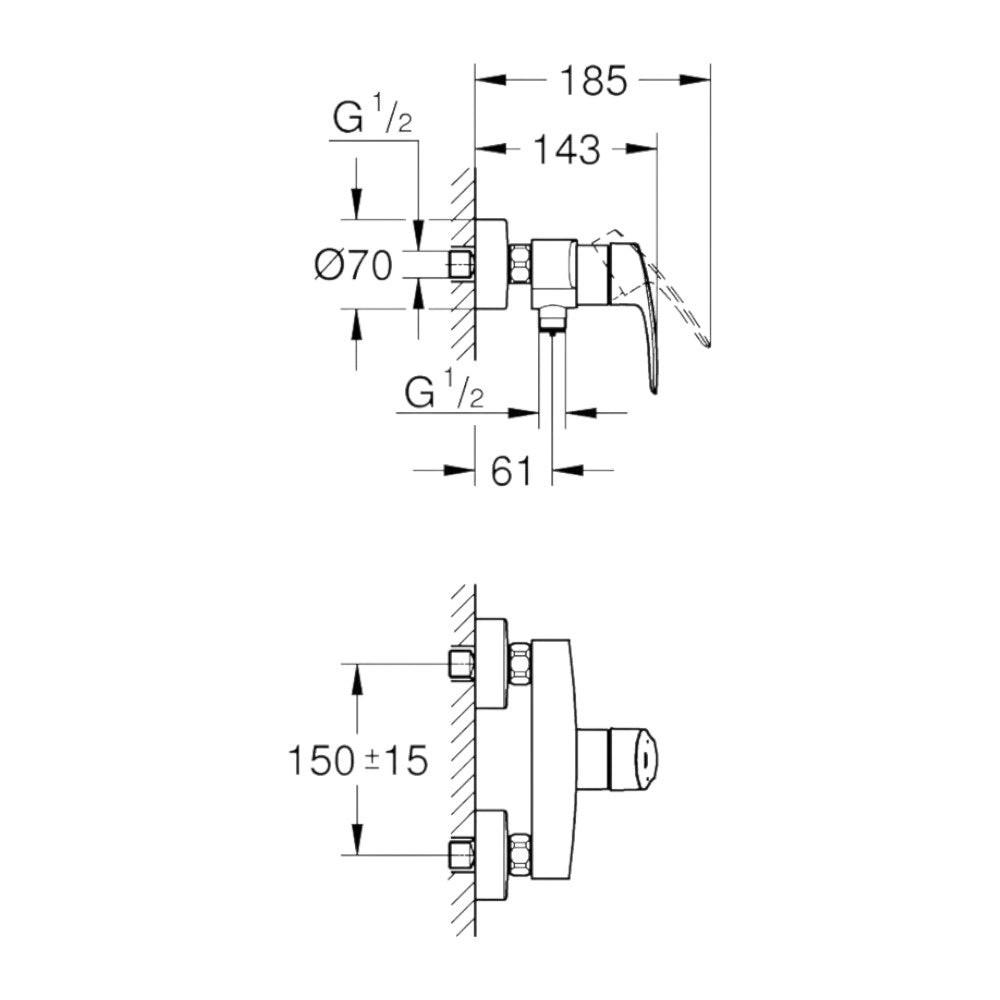 Grohe Eurosmart zuhany csaptelep, matt fekete (335552433)