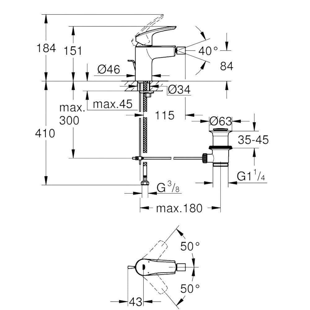 Grohe Eurosmart bidécsaptelep, S - es méret (32929003)