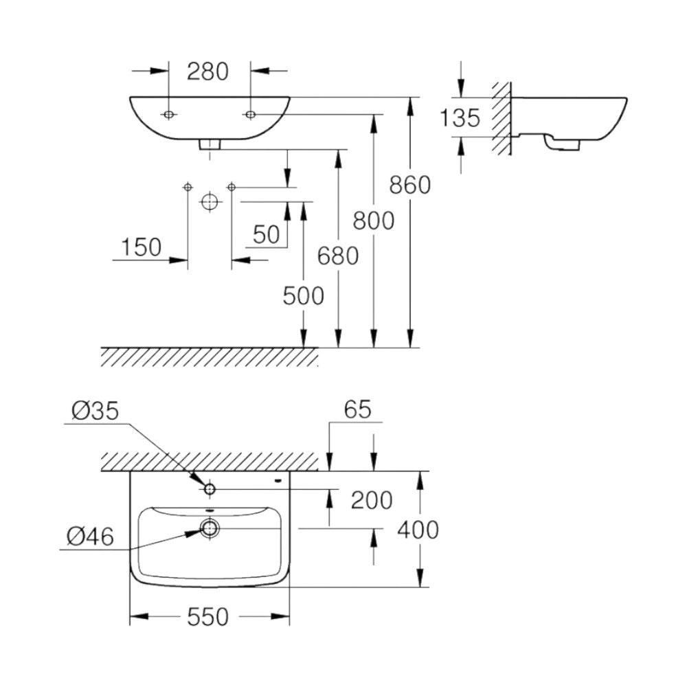 Grohe BauEdge Ceramic mosdókagyló, 550 x 400 mm (39807000)