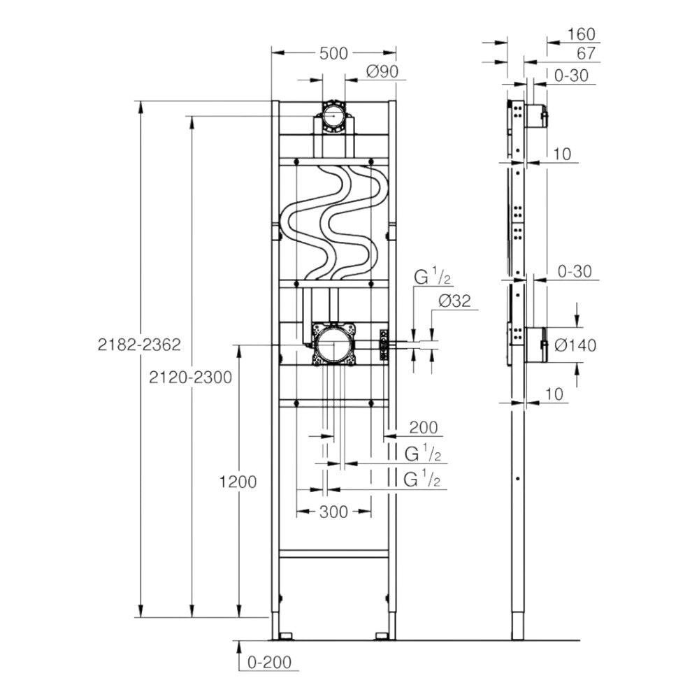 Grohe Rapido Shower Frame szerelőkeret duo falsík mögötti zuhanyrendszerhez (1039949990)