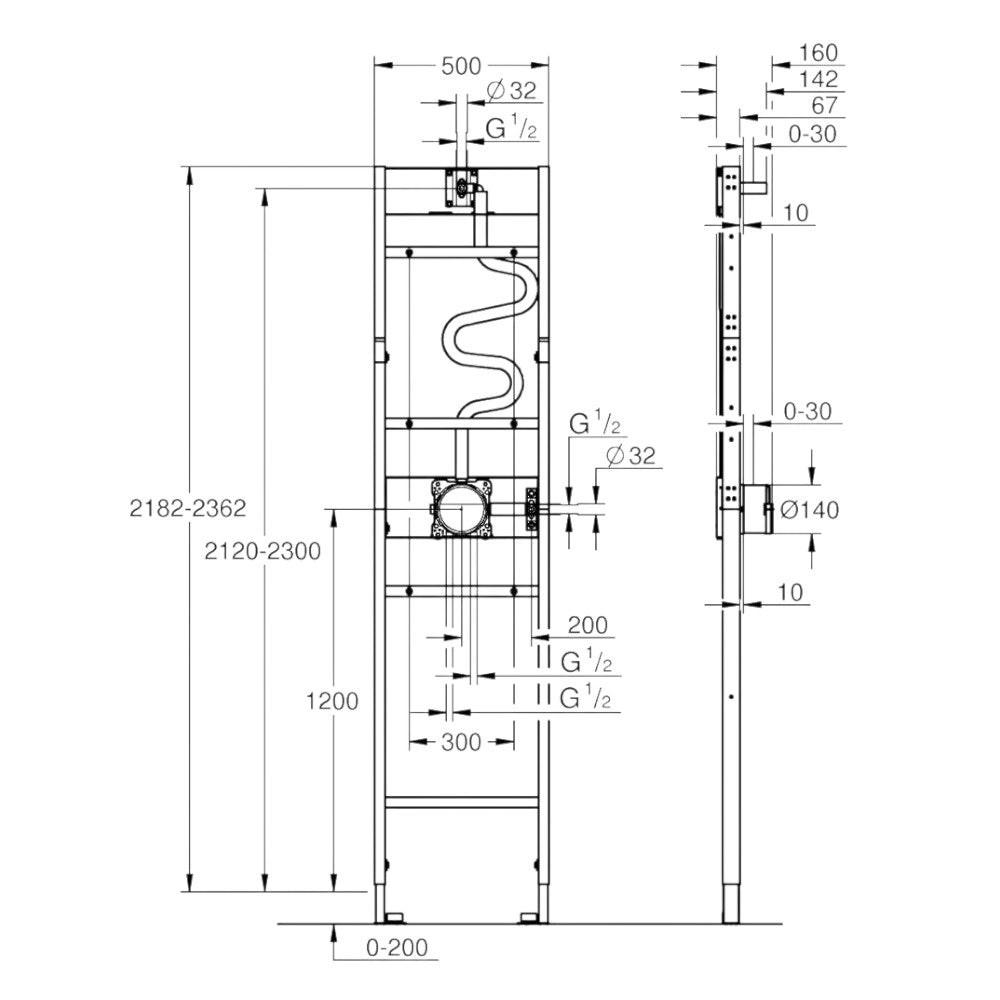 Grohe Rapido Shower Frame szerelőkeret mono falsík mögötti zuhanyrendszerhez (1039939990)