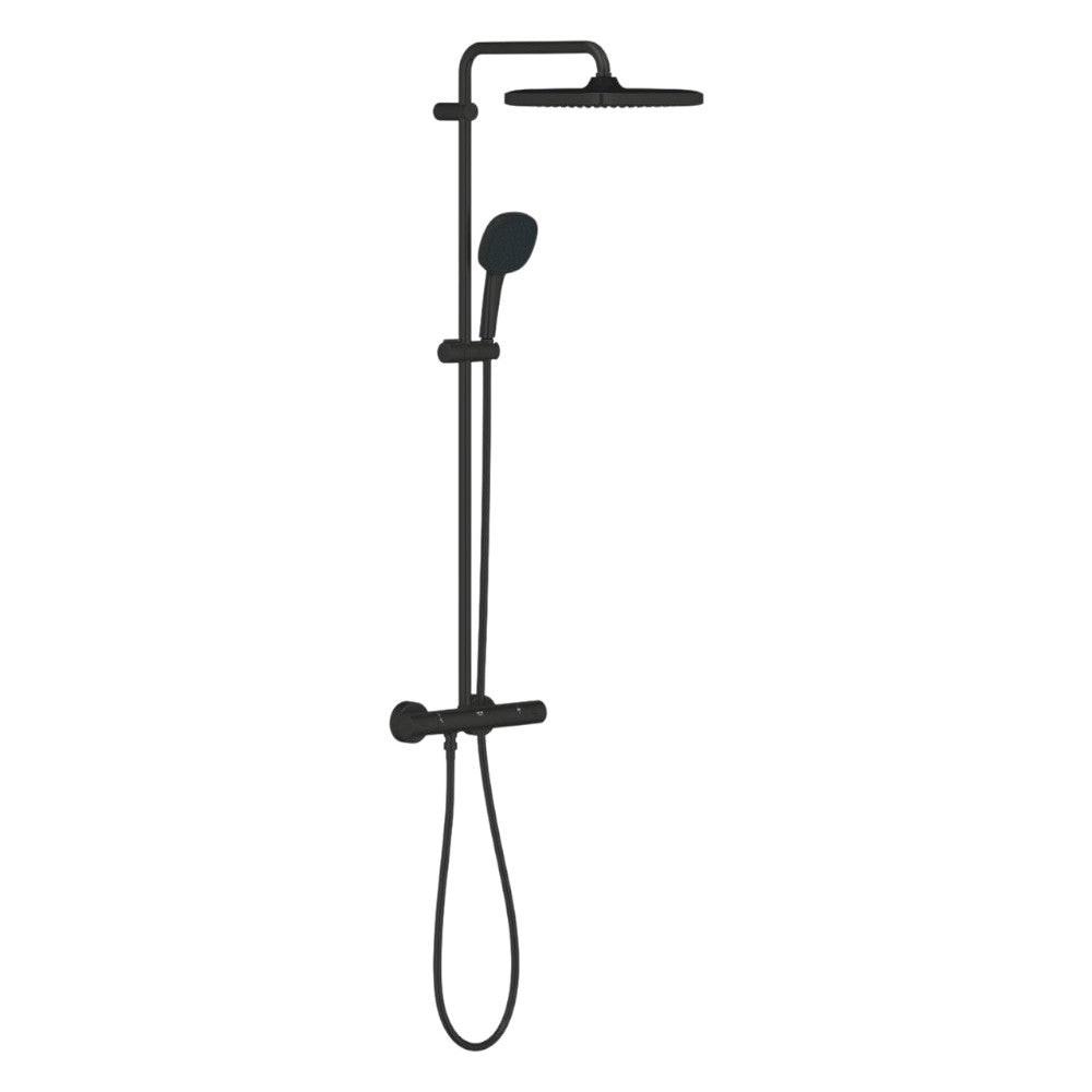 Grohe Tempesta System 250 Cube Termosztátos zuhanyrendszer, Tempesta 250 Cube fejzuhany, matt fekete (266892431)