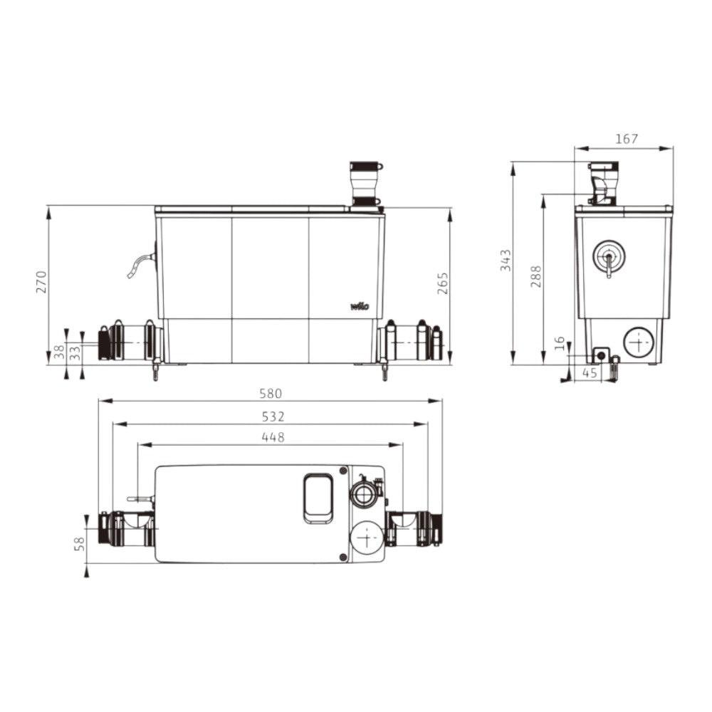 WILO Drainlift Mini3 - XS - EF, WC csatlakozás nélkül, 3 bekötéssel (6095127)