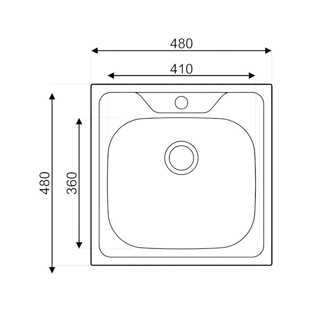 Mofém EVO2 1B rozsdamentes acél mosogatótálca, 1 medencés, 480x480mm (760012804)