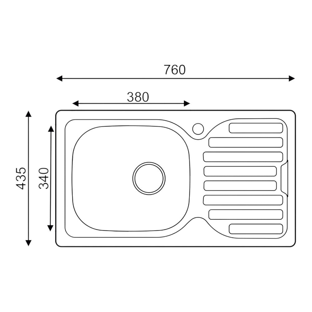 Mofém EVO2 1B1D mosogatótálca, 1 medence, 1 csepptálcás, 760x435mm (760012808)