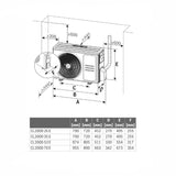 Bosch Climate 2000 mono split klíma szett, 3,5kw (7733702189) - Méretrajz