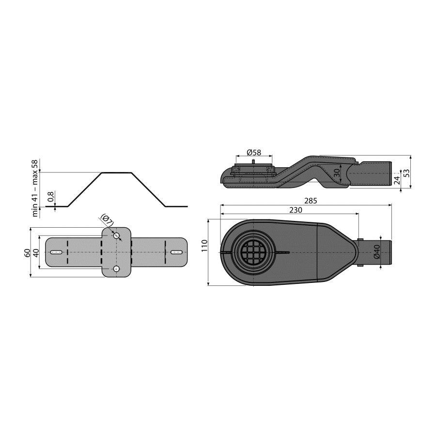 Alcaplast Modular S6 extra alacsonyszifon DN40 + lábak (APZ - S6)