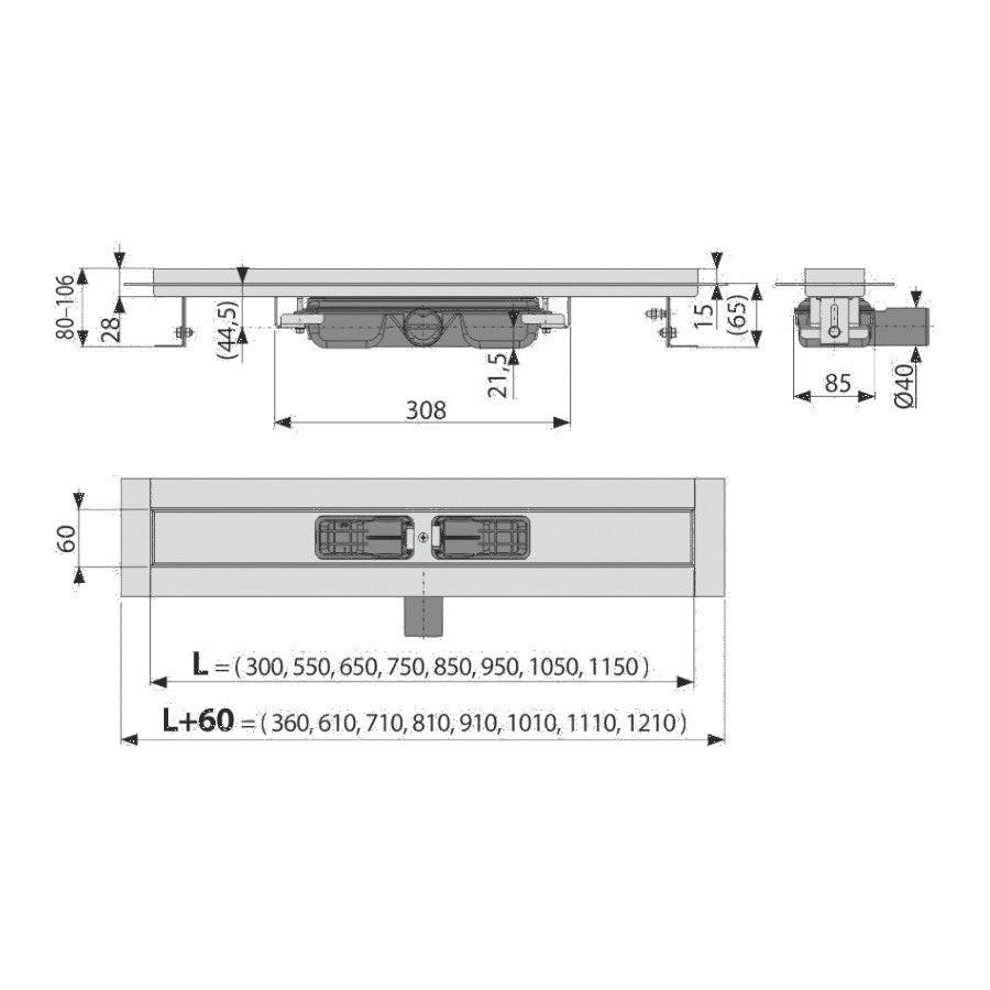 Alcaplast APZ106 - 650 Professional LoW zuhanyfolyóka (APZ106 - 650)