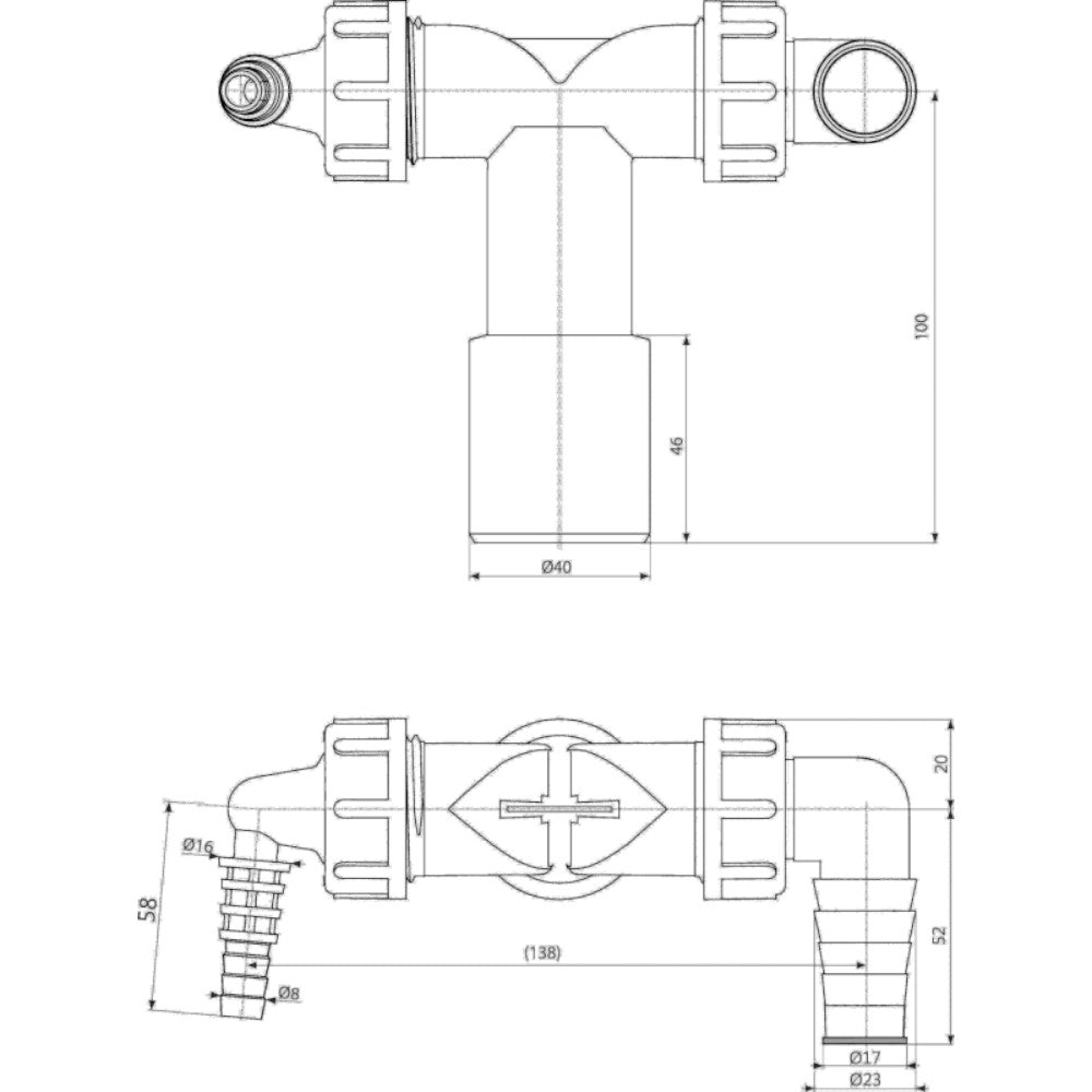 Alca P156Z dupla csonk visszacsapószelepekkel (P156Z)