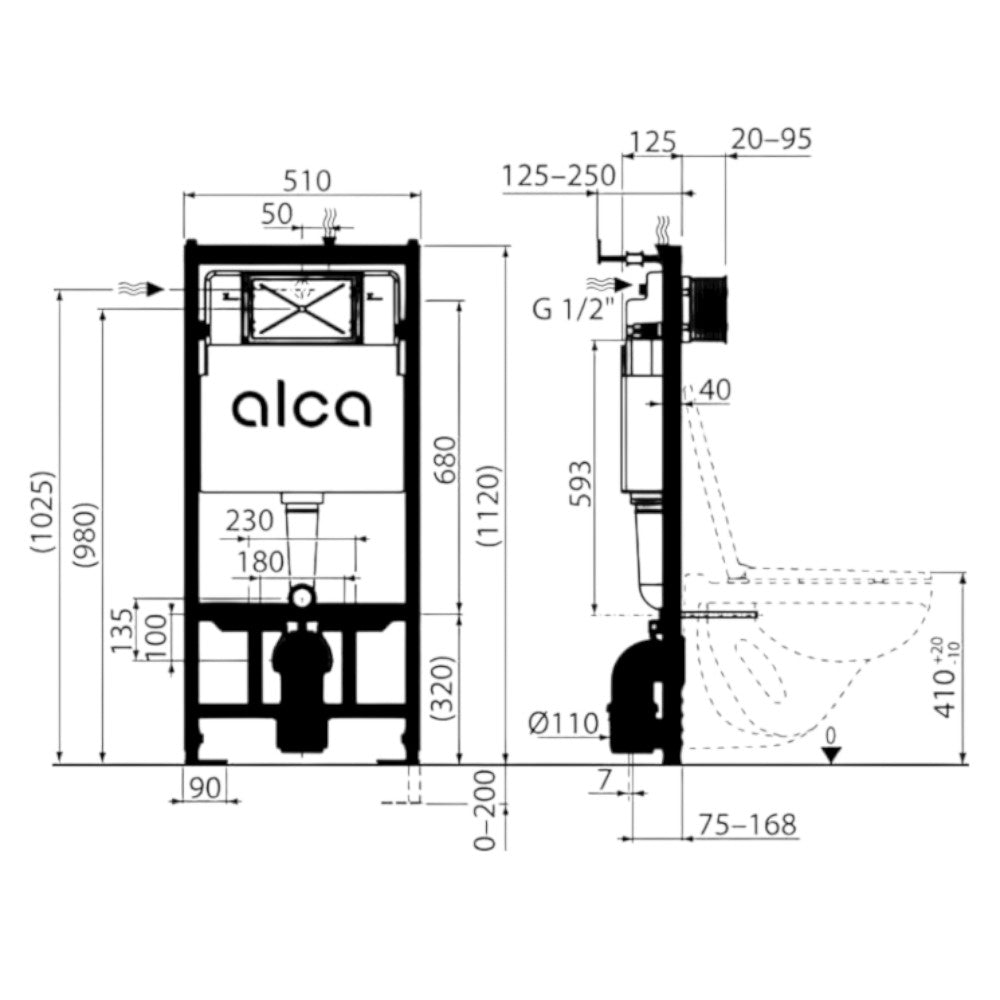 Alcaplast Simple Modul projekt tartály + M570 nyomólap