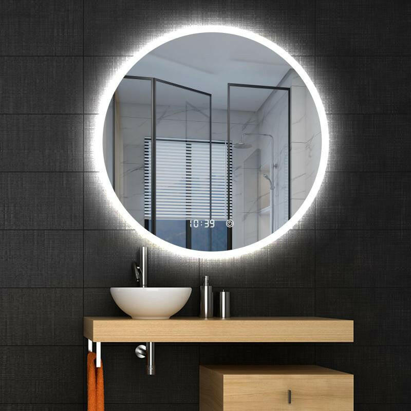 AREZZO design LED okos tükör 80 cm-es kerek+állítható fényerő,páramentesítő funkció,óra,hőmérő-1