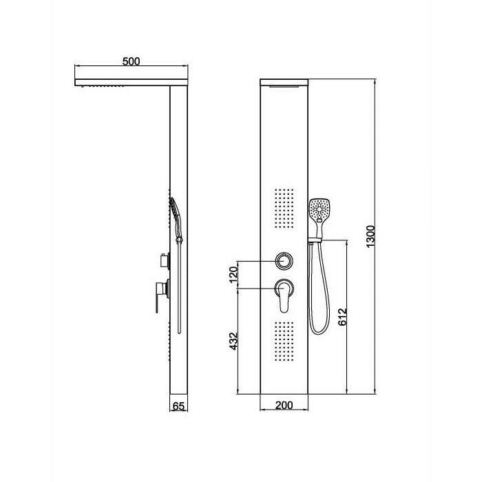 Arezzo design Columbia zuhanypanel rozsdamentes acél-2