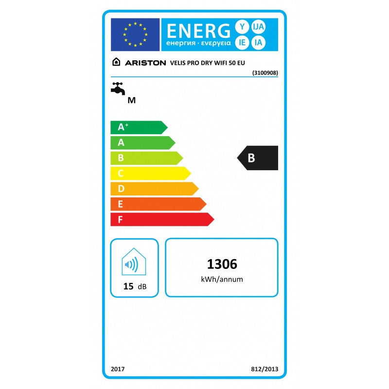Ariston Velis Pro Dry Wifi 50 EU elektromos vízmelegítő (3100908) - energiacímke