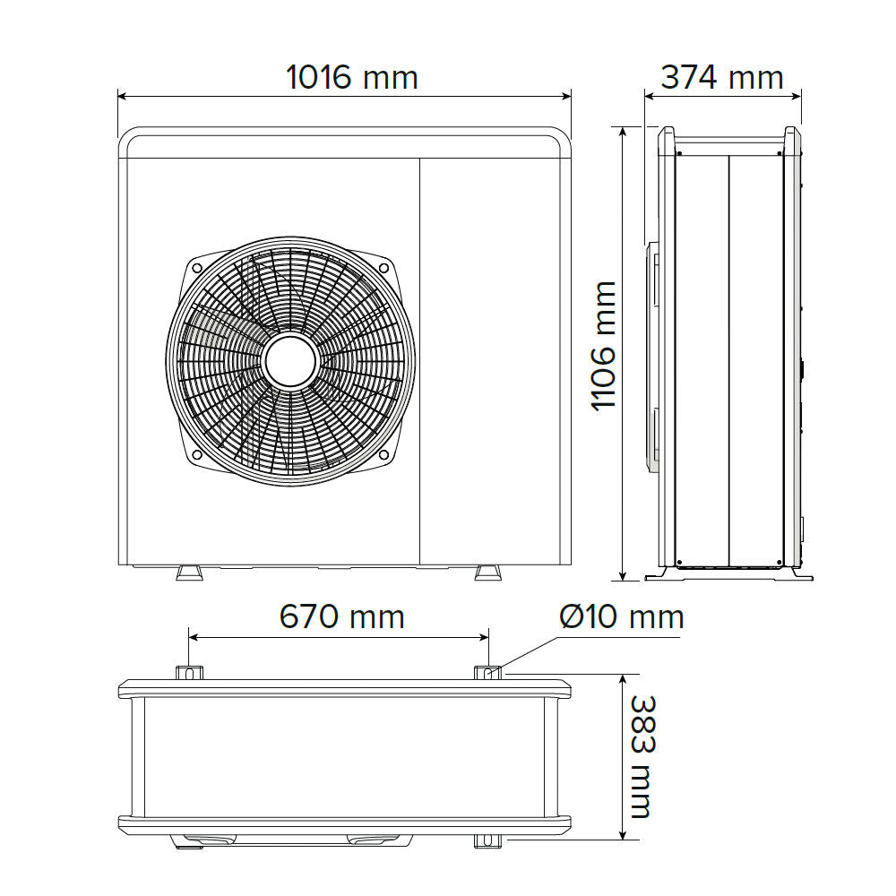 Ariston Genus One+ Hybrid Plus 35/80 Net R32 kondenzációs kazán, fűtő 35kW + 8kW hőszivattyú (3302603) - méretrajz