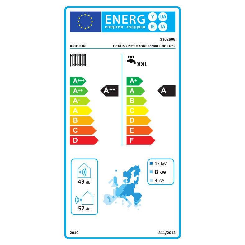 Ariston Genus One+ Hybrid 35/80 T Net R32 kondenzációs kazán, kombi 35kW + 8kW hőszivattyú, 3 fázis (3302606)