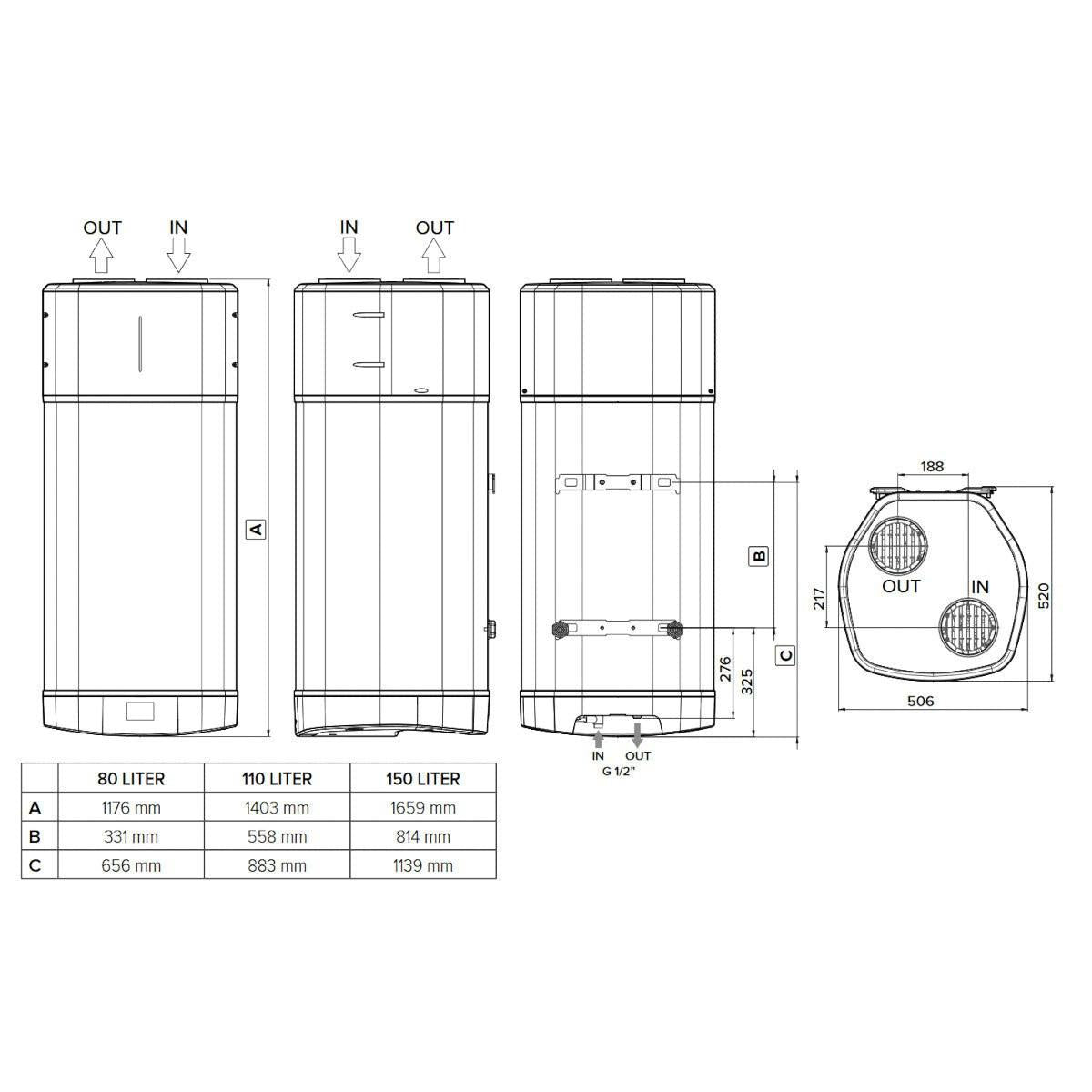 Ariston Nuos Plus S2 Wifi 80 WH fali monoblokkos használati melegvíz hőszivattyú, 80 literes (3629145)
