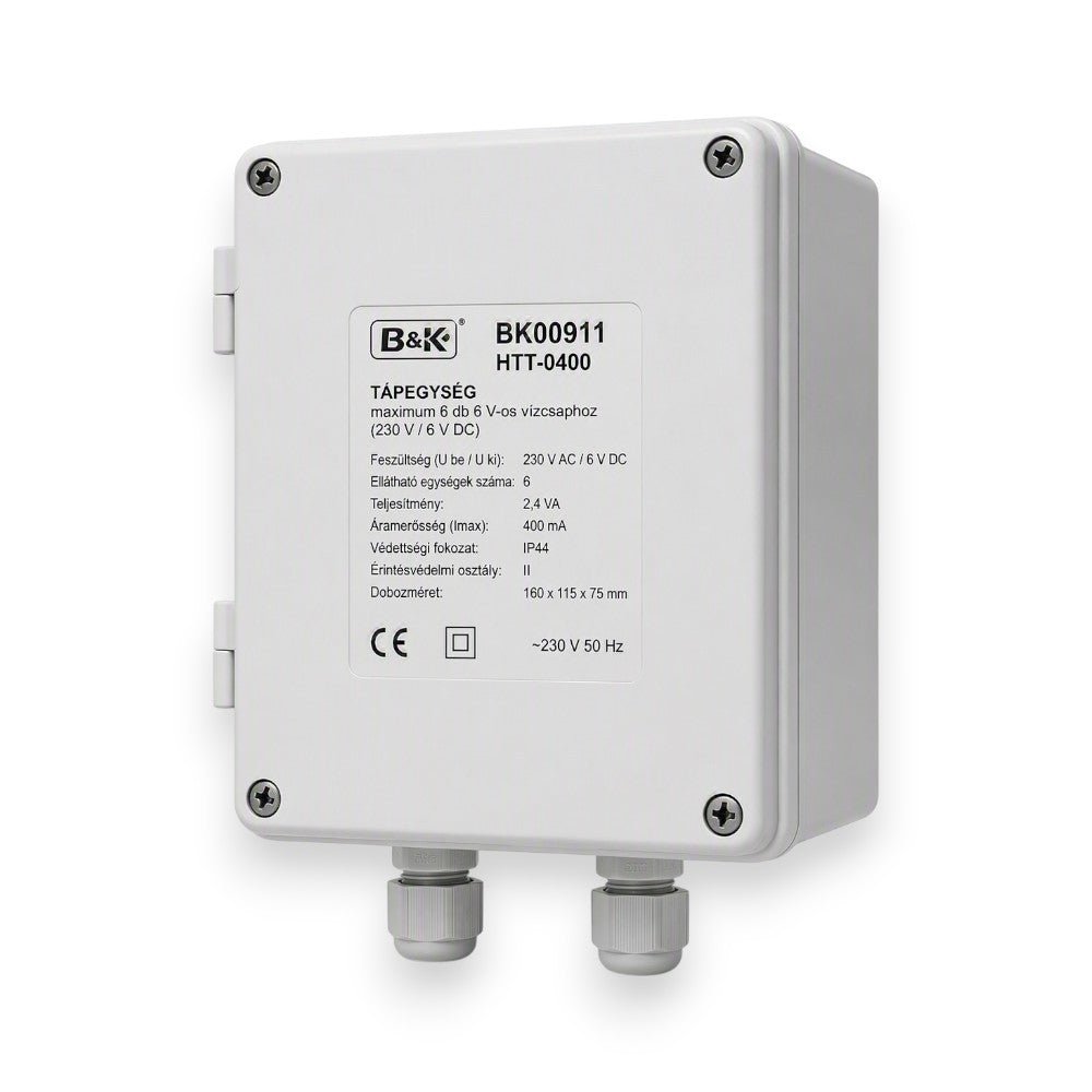 BK00911 HTT-0400 tápegység 230V/6V DC, max. 6 elektronikus vízcsaphoz
