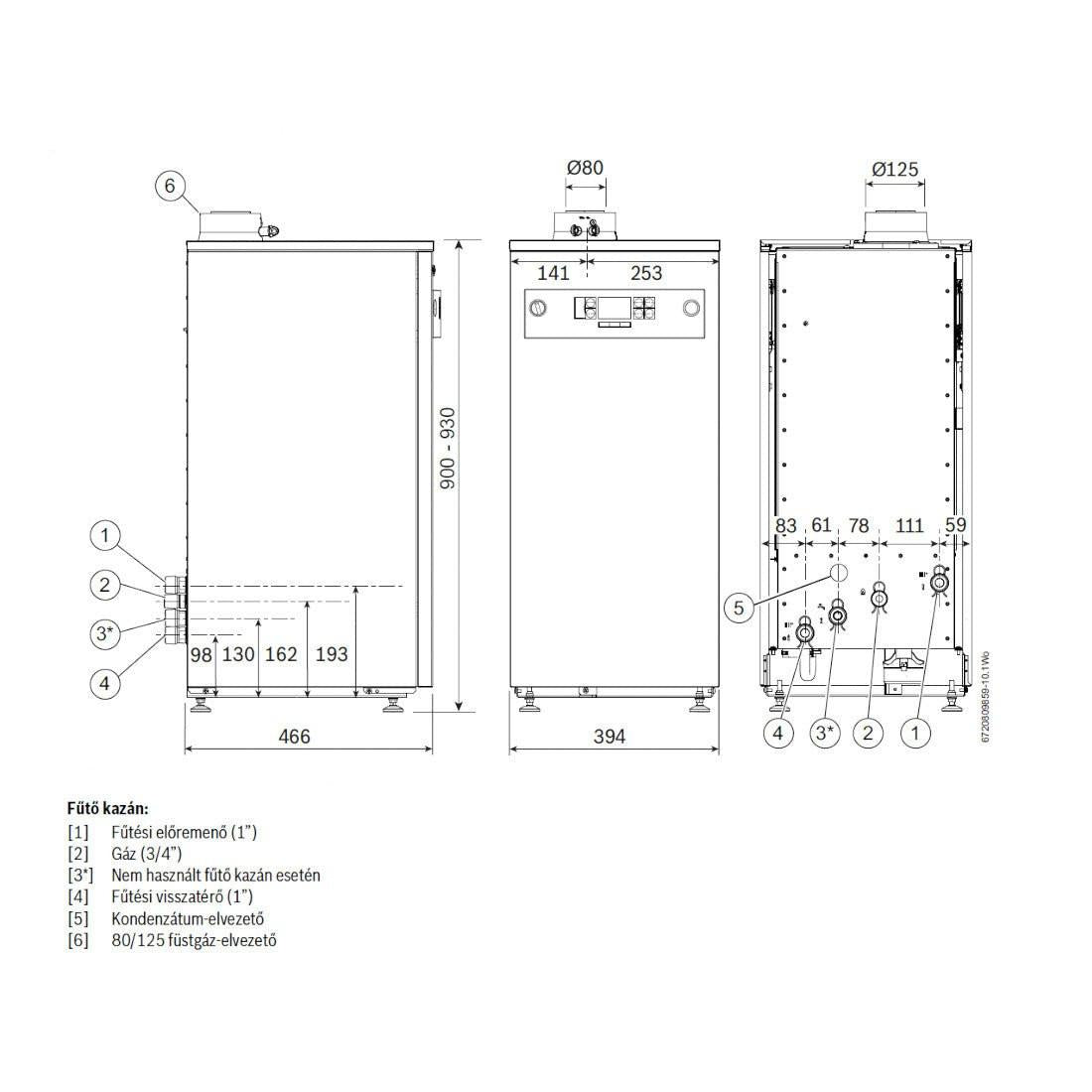 Bosch Condens 3000 F 30 kondenzációs álló gázkazán, fűtő 31,7 kW (7731600030)