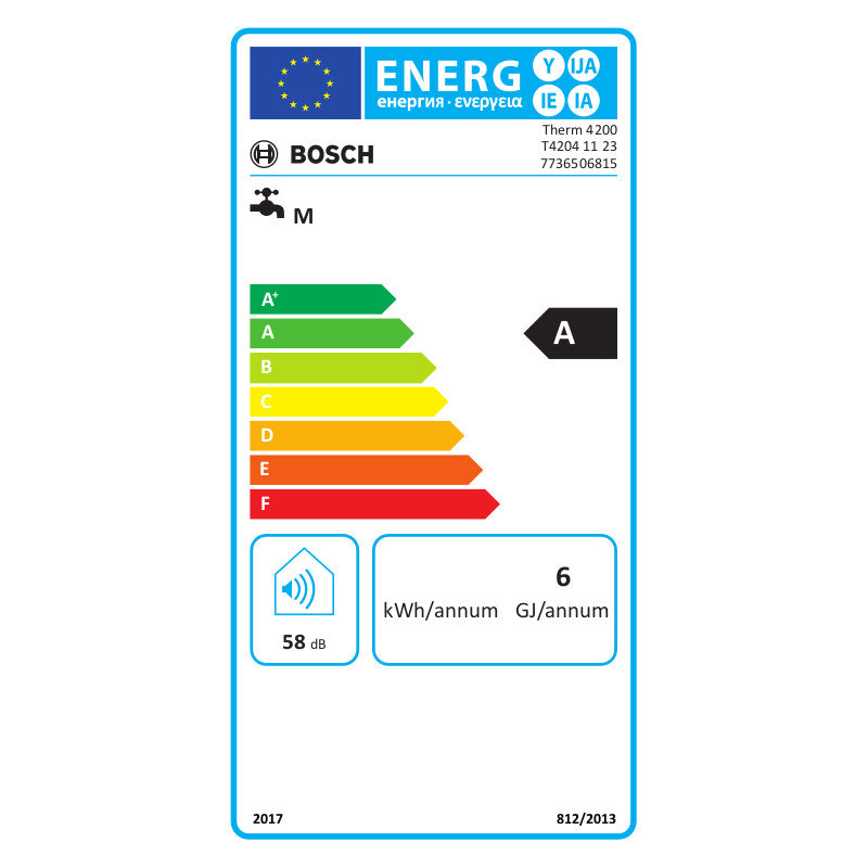 Bosch Therm 4200 WR11-C4, elemes gyújtású fali kéményes vízmelegítő, 11 l/perc (7736506815) - energiacímke