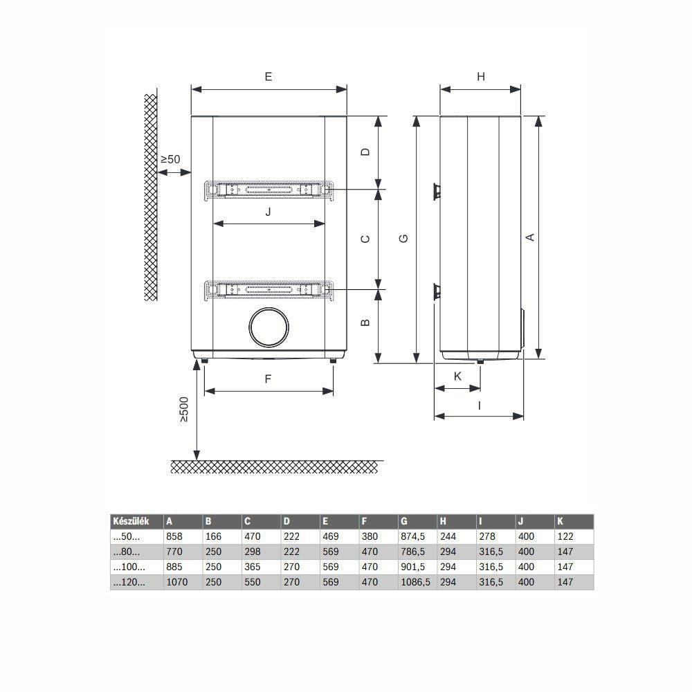 Bosch Tronic Flat TR3501 100 DERB lapos elektromos vízmelegítő, 2 üzemmód (7736507281)