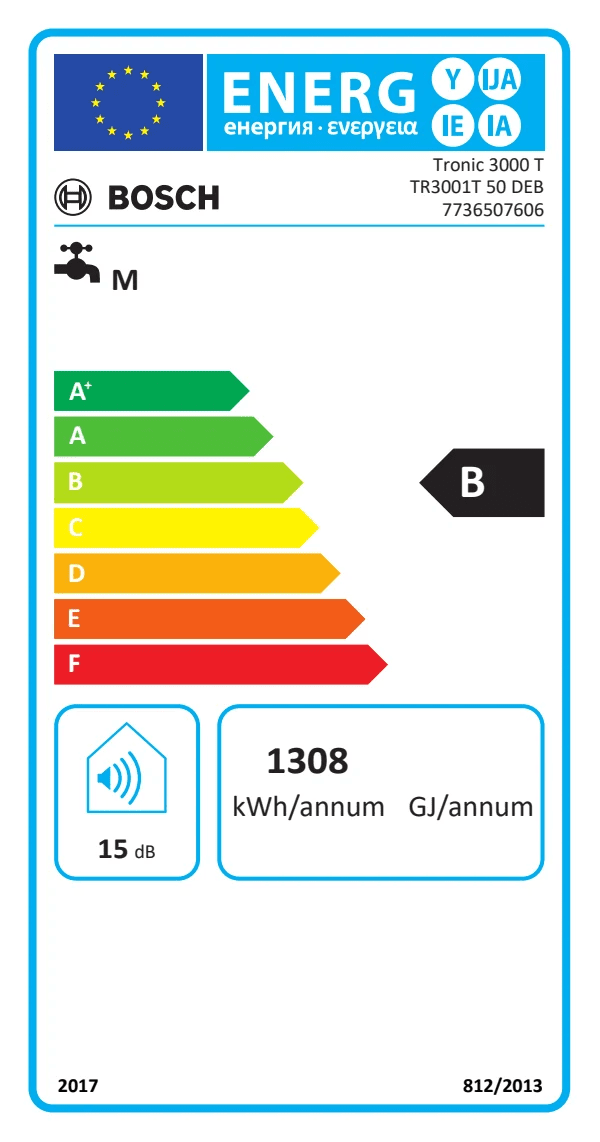 Bosch Tronic 3001T elektromos vízmelegítő, fali, B energiaosztály, függőleges, 50 liter