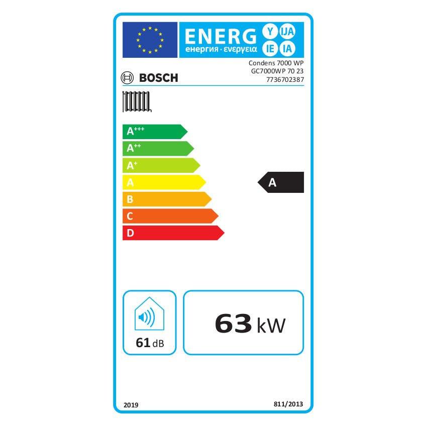 Bosch Condens 7000 W P70 23 fali kondenzációs gázkazán, fűtő, 69,5kw, fehér (7736702387)