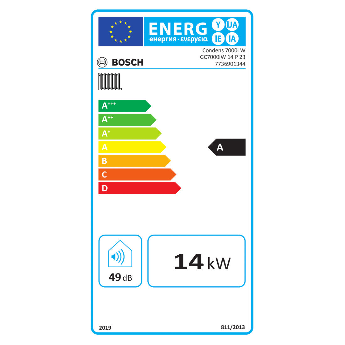 Bosch Condens 7000i W GC7000iW 14 P 23 kondenzációs gázkazán, fűtő, fehér üveg burkolat 15,2 kW kifutó! (7736901344) - energiacímke