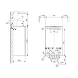 Bosch Condens 7000i W GC7000iW 30/35 C 23 kondenzációs gázkazán, kombi, fehér üvegburkolat 30,3 kW kifutó (7736901352) - méretrajz