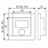 Bosch CR11 szobatermosztát, vezetékes,  mechanikus,  LCD kijelzővel, beépített páratartalom érzékelő (7738112963) - méretrajz