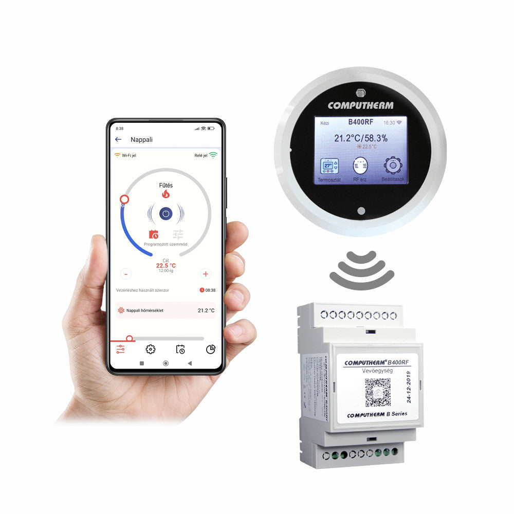 COMPUTHERM B400RF Wi-Fi szobatermosztát vezeték nélküli érintőkijelzős vezérlővel (B400RF)