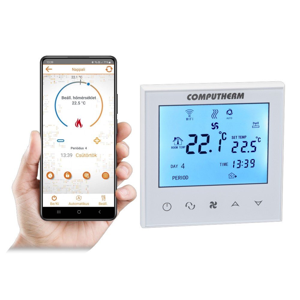 COMPUTHERM E280FC Wi-Fi fan-coil termosztát 2- és 4-csöves rendszerekhez fehér