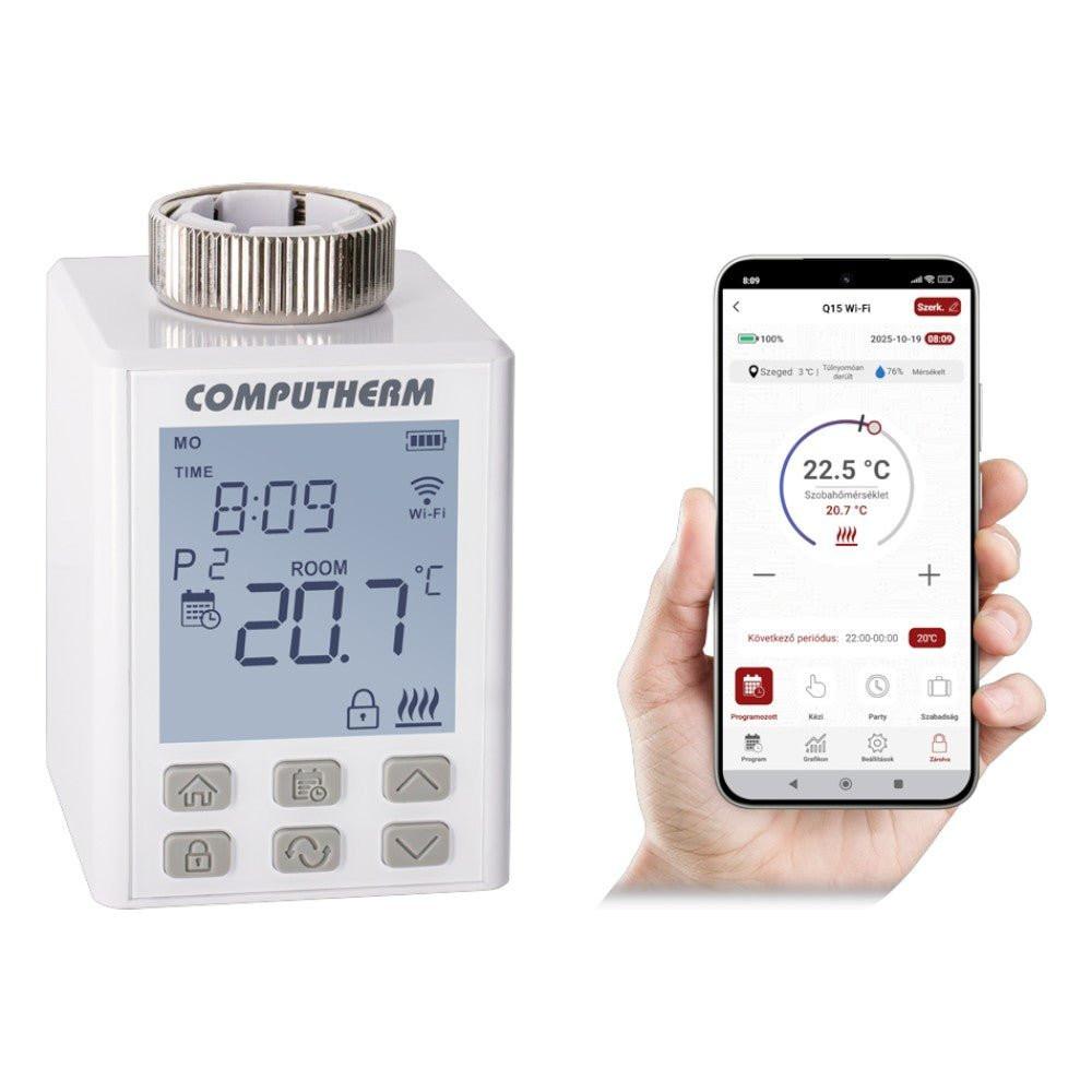 COMPUTHERM Q15 Wi - Fi motoros állítómű radiátorszelepekhez, programozható, Wi - Fi (Q15 - WIFI)