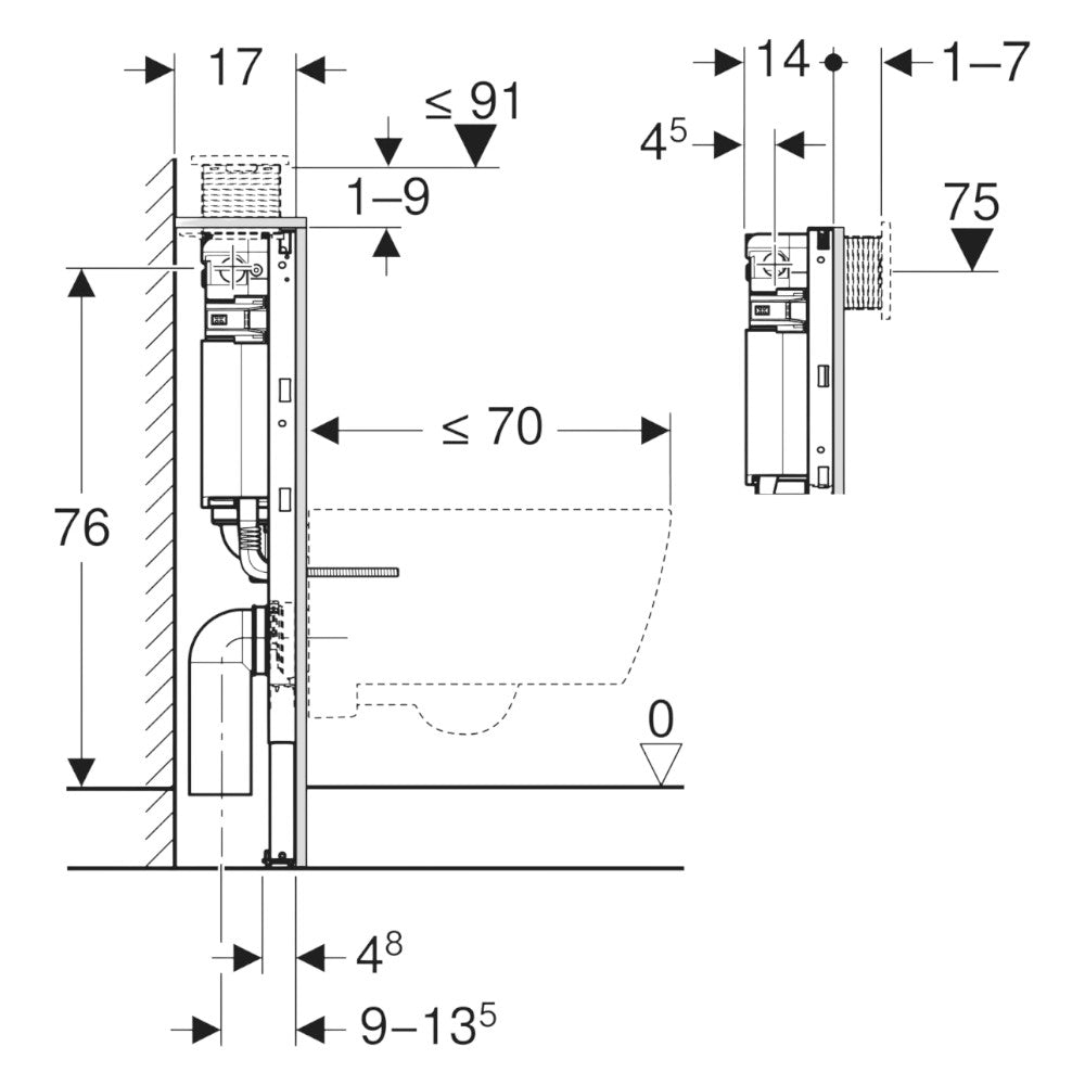 Geberit Duofix wc tartály 82 cm magas Omega (111.003.00.1)