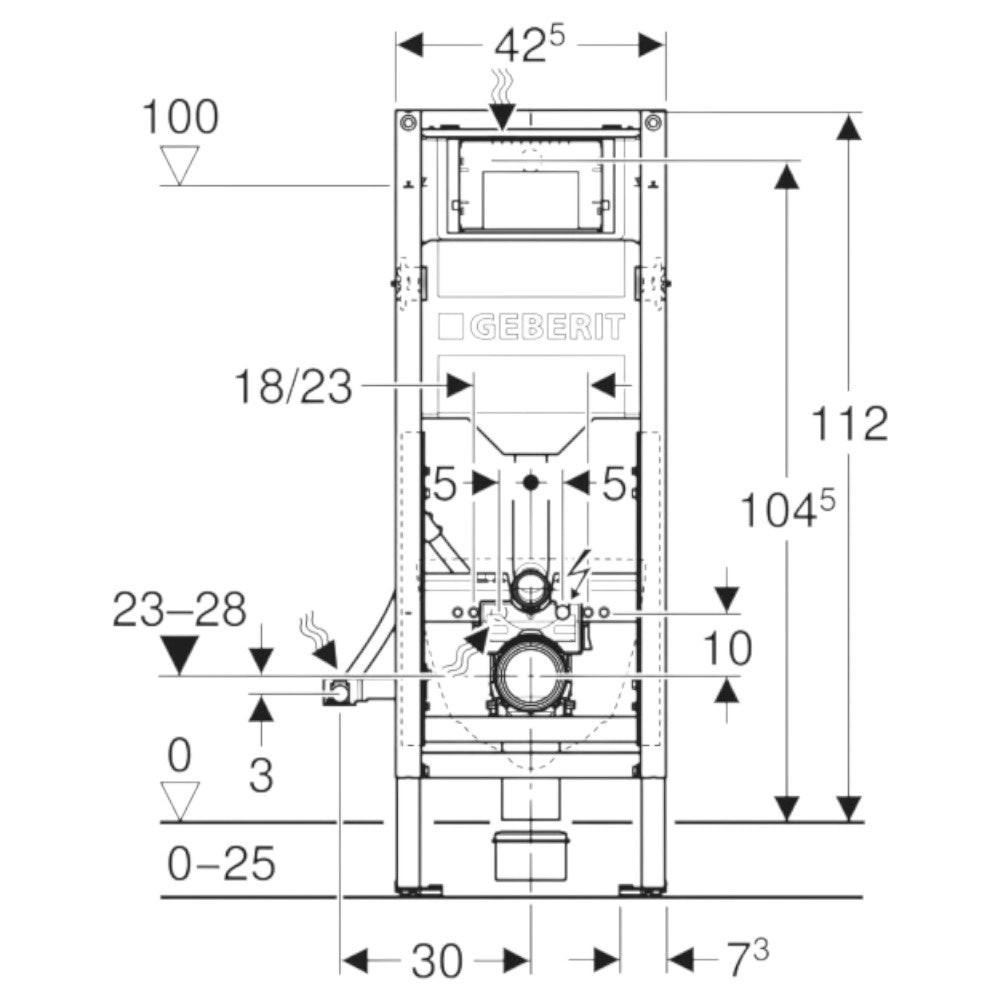 Geberit Duofix Wc - tartály, 112cm, Sigma 12cm - es falsík alatti öblítőtartállyal akadálymentes kivitel (111.350.00.6)