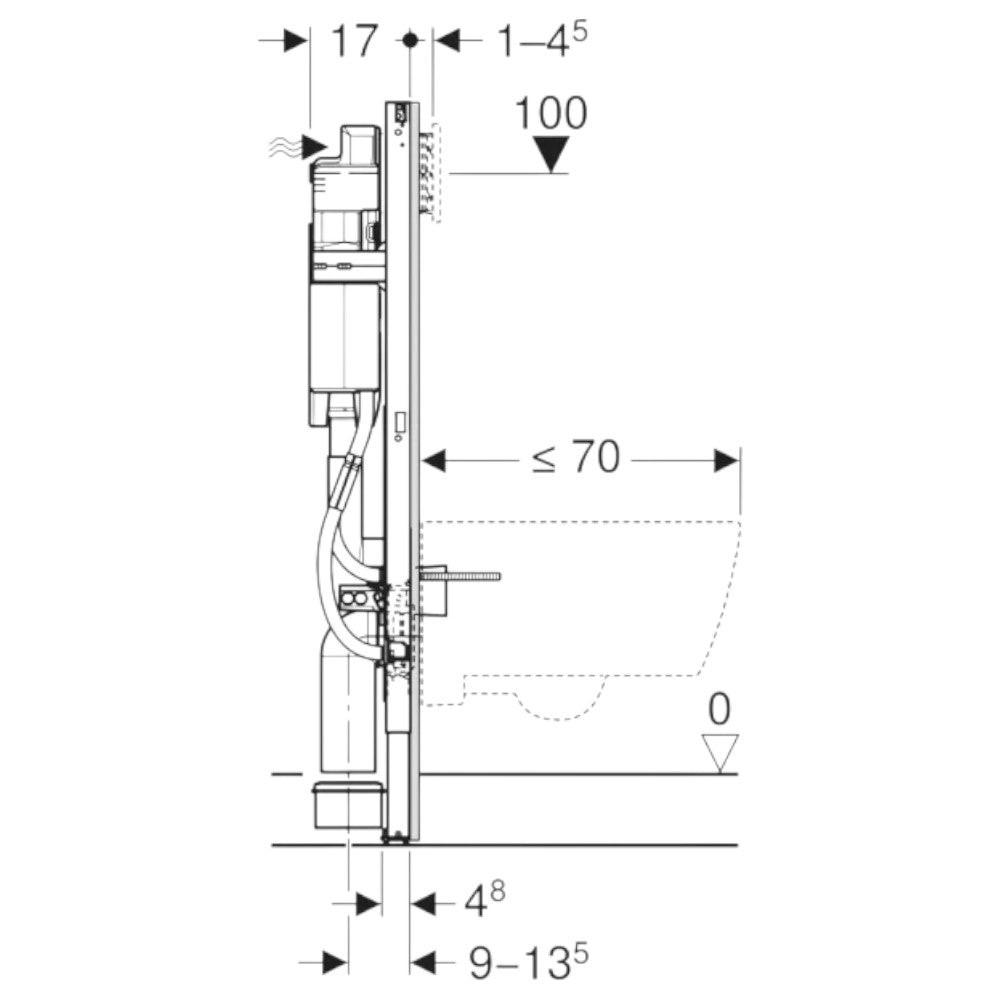Geberit Duofix Wc - tartály, 112cm, Sigma 12cm - es falsík alatti öblítőtartállyal akadálymentes kivitel (111.350.00.6)