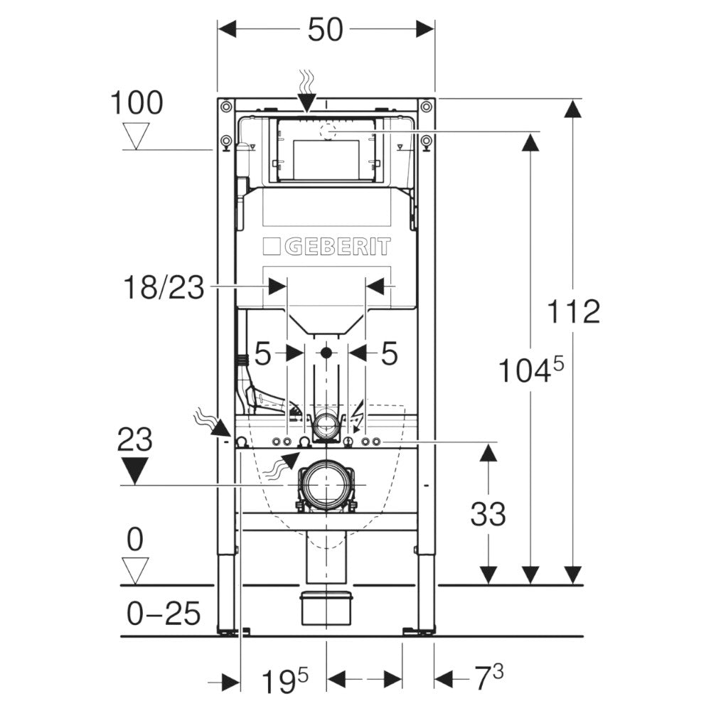 Geberit Duofix fali WC szerelőelem, 112cm, Sigma 20 fehér/króm nyomólappal, round (111.301.KJ.6)