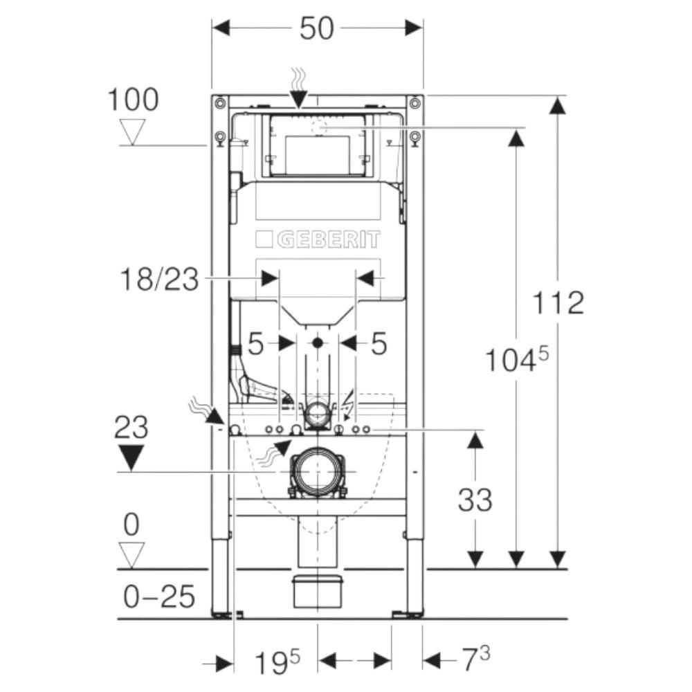 Geberit Duofix fali WC - szerelőelem, 112 cm, Sigma 12 cm - es falsík alatti öblítőtartállyal (111.300.00.6)