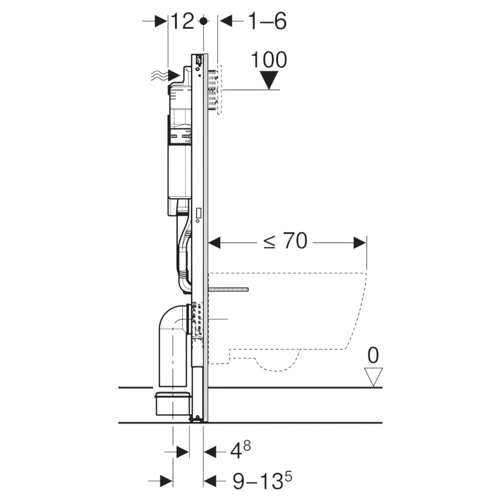 Geberit Duofix fali WC szerelőelem, 112cm, Sigma 20 fehér/króm nyomólappal, round (111.301.KJ.6)