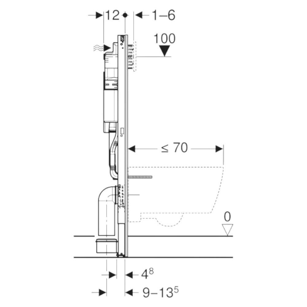 Geberit Duofix fali WC - szerelőelem, 112 cm, Sigma 12 cm - es falsík alatti öblítőtartállyal (111.300.00.6)
