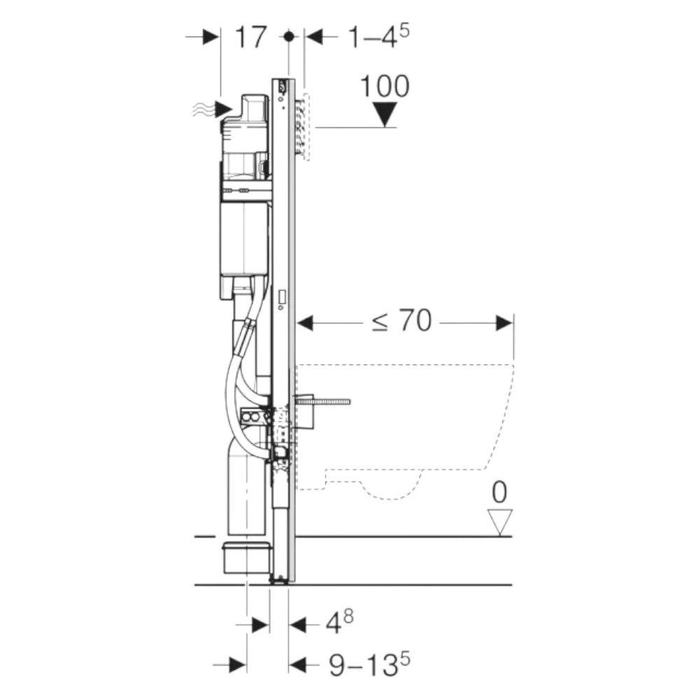 Geberit Duofix Wc - tartály, 112cm, Sigma 12cm - es falsik alatti tartály, akadálymentes, kapaszkodóhoz (111.375.00.6)