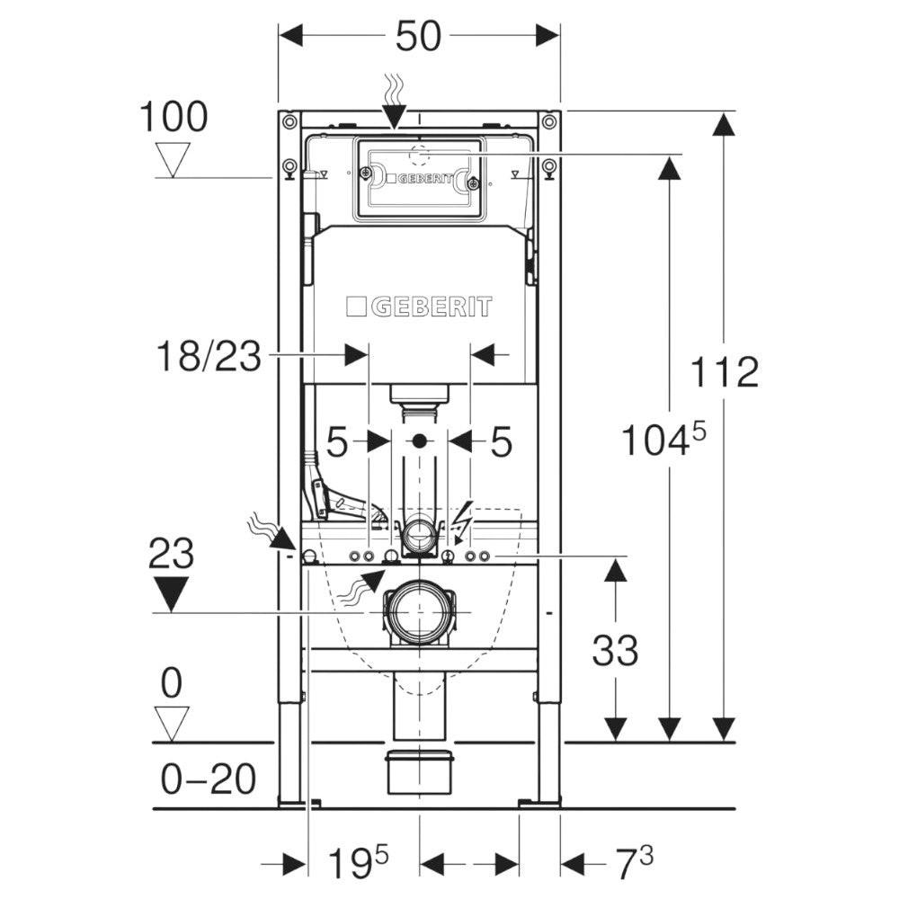 Geberit Duofix Basic fali WC - szerelőelem, 112cm, Delta falsík alatti tartállyal (111.153.00.3)