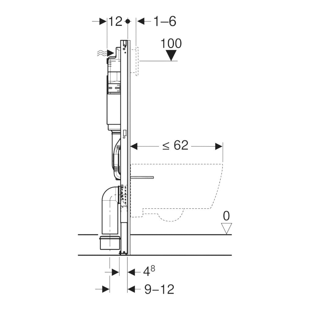 Geberit Duofix Basic fali WC-szerelőelem, 112cm, Delta falsík alatti tartállyal (111.153.00.3)