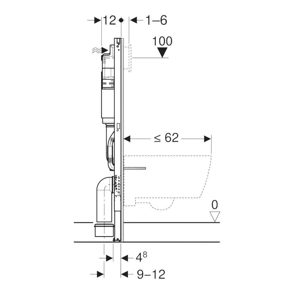 Geberit Duofix Basic fali WC - szerelőelem, 112cm, Delta falsík alatti tartállyal (111.153.00.3)
