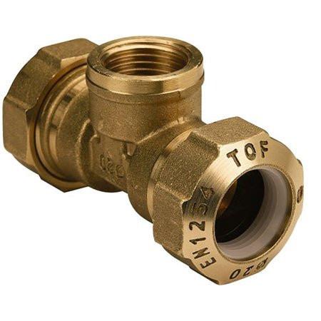 KPE Csatlakozó Réz T - idom 20 - 1/2" - 20 mm
