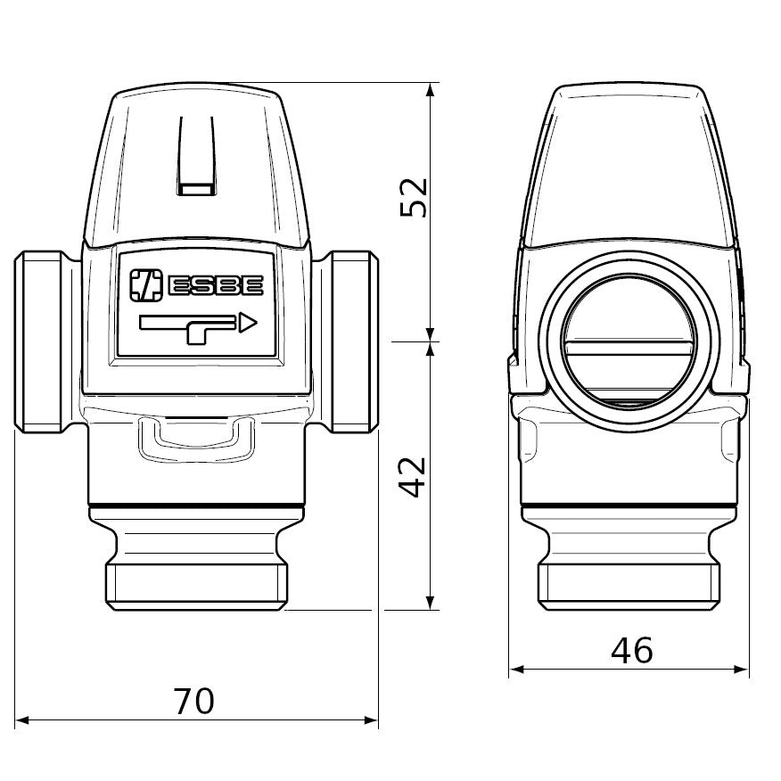 ESBE VTA322 35-60C 20-1,6 KM 1" termosztatikus keverőszelep (31101000)-1