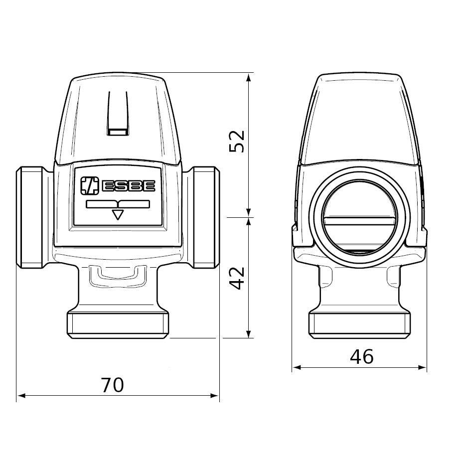 ESBE VTA352 35 - 60 °C 20 - 1,6 KM 1" termosztatikus keverőszelep