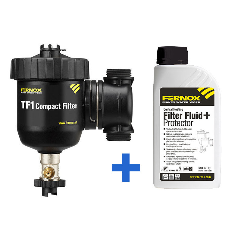 FERNOX Total Filter Compact 3/4" + F9 - fűtésrendszerbe építhető kombinált mágneses szűrő csapokkal-0